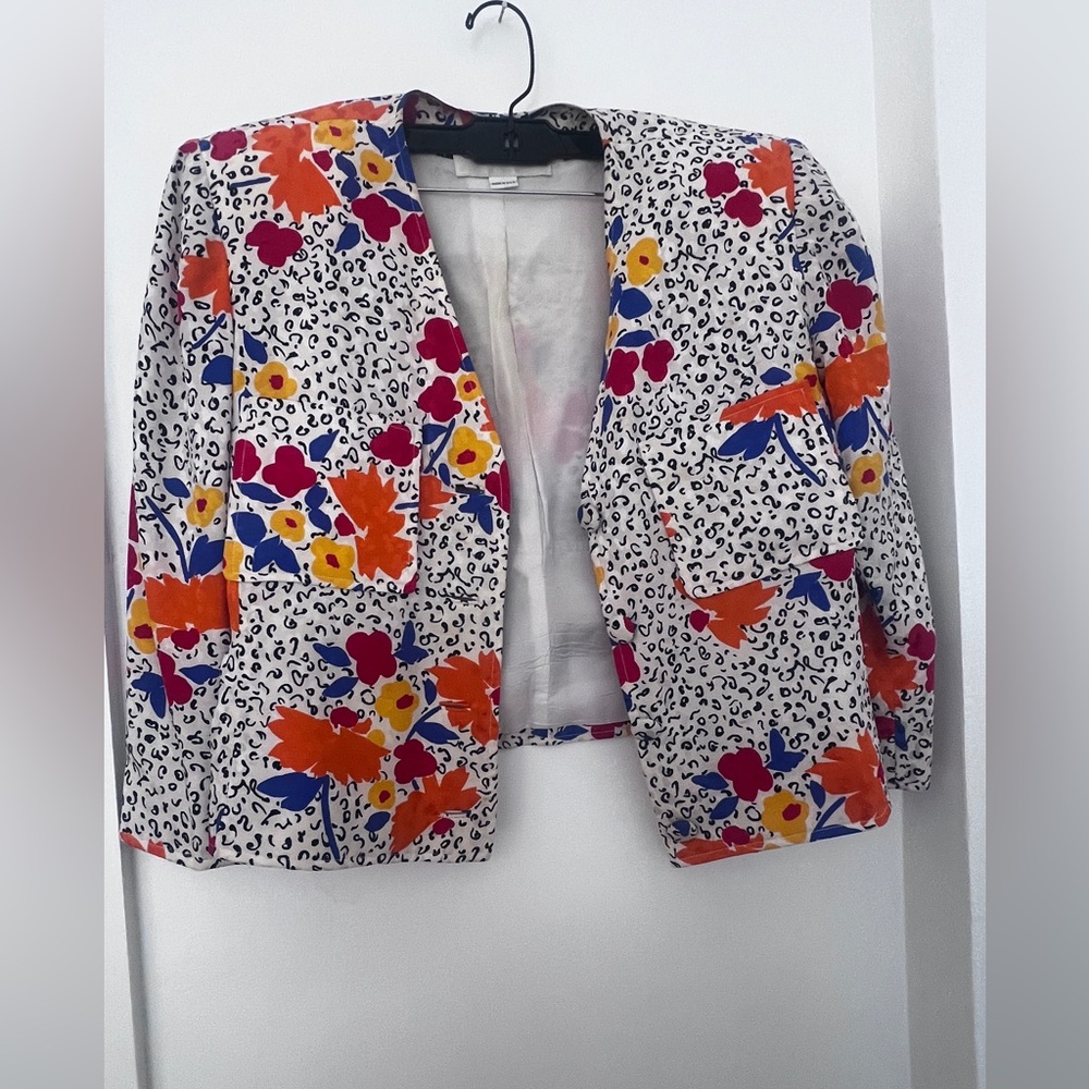Vintage Oscar de la Renta Multicolor Floral Blazer and skirt